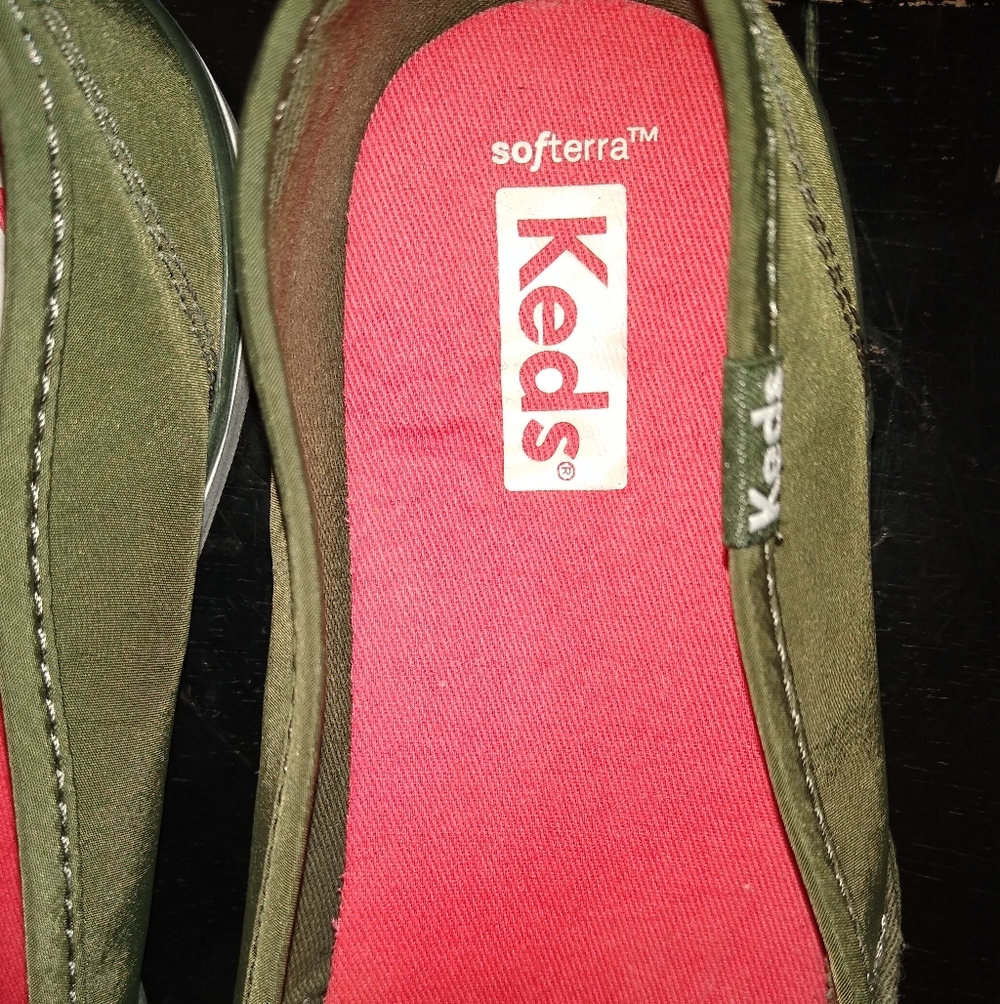 Keds Olive Green Quilted Slip-On Sneakers Size 7 Softerra Comfort - Picture 8 of 9